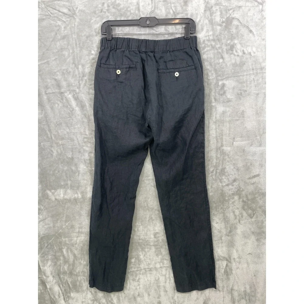 Quince 100% European Linen Pants Women's Size Small Black Drawstring Pockets